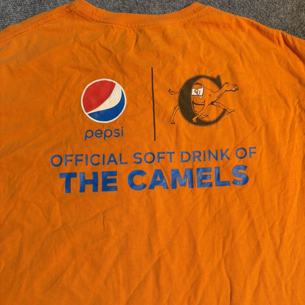 PEPSI Official Soft Drink Of The Camels T-Shirt Men XL Orange Hanes Short Sleeve